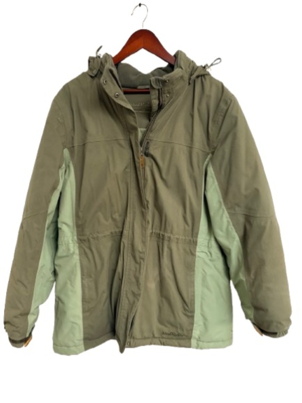 Women's Two-Tone Olive Ski Jacket with Hood